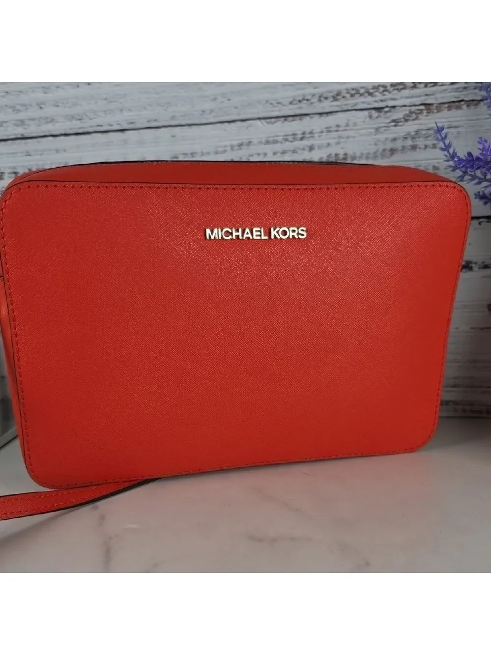 Michael Kors crossbody bag red orange summer small purse GUC‎